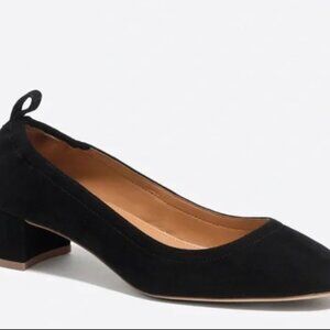 J. Crew Factory Black Suede Anya Block Heels